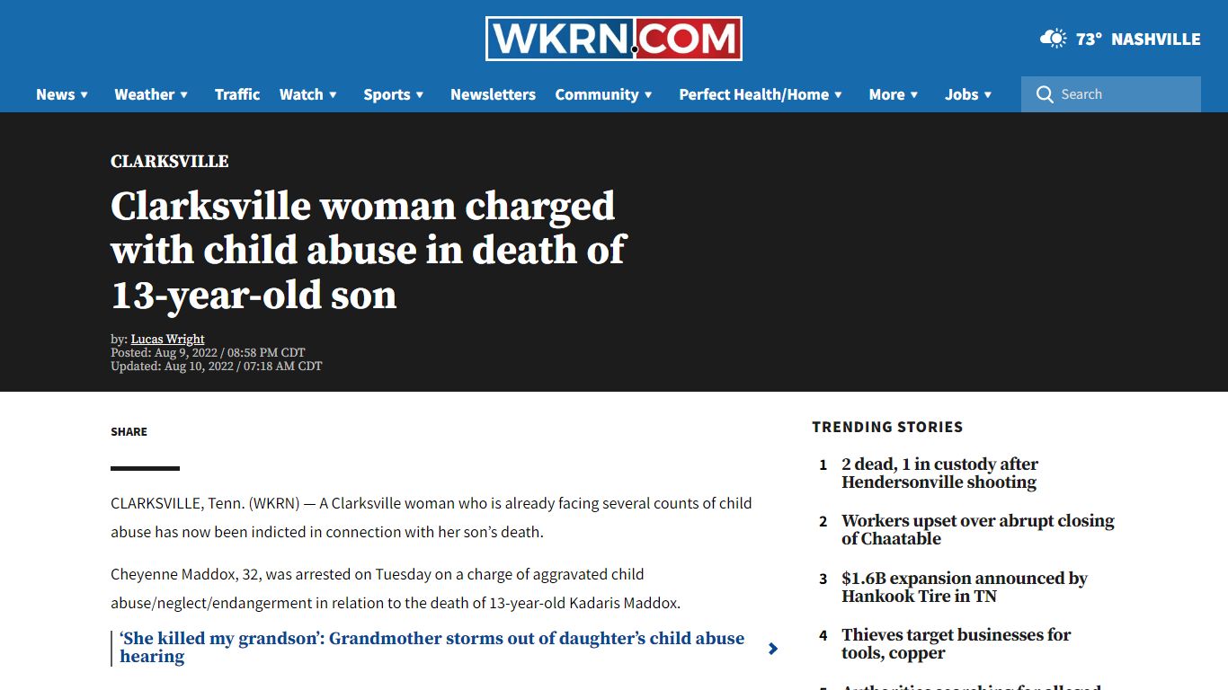 Clarksville woman charged with child abuse in death of 13-year-old son ...